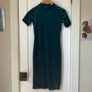 Zara Trafaluc Green Velvet Dress